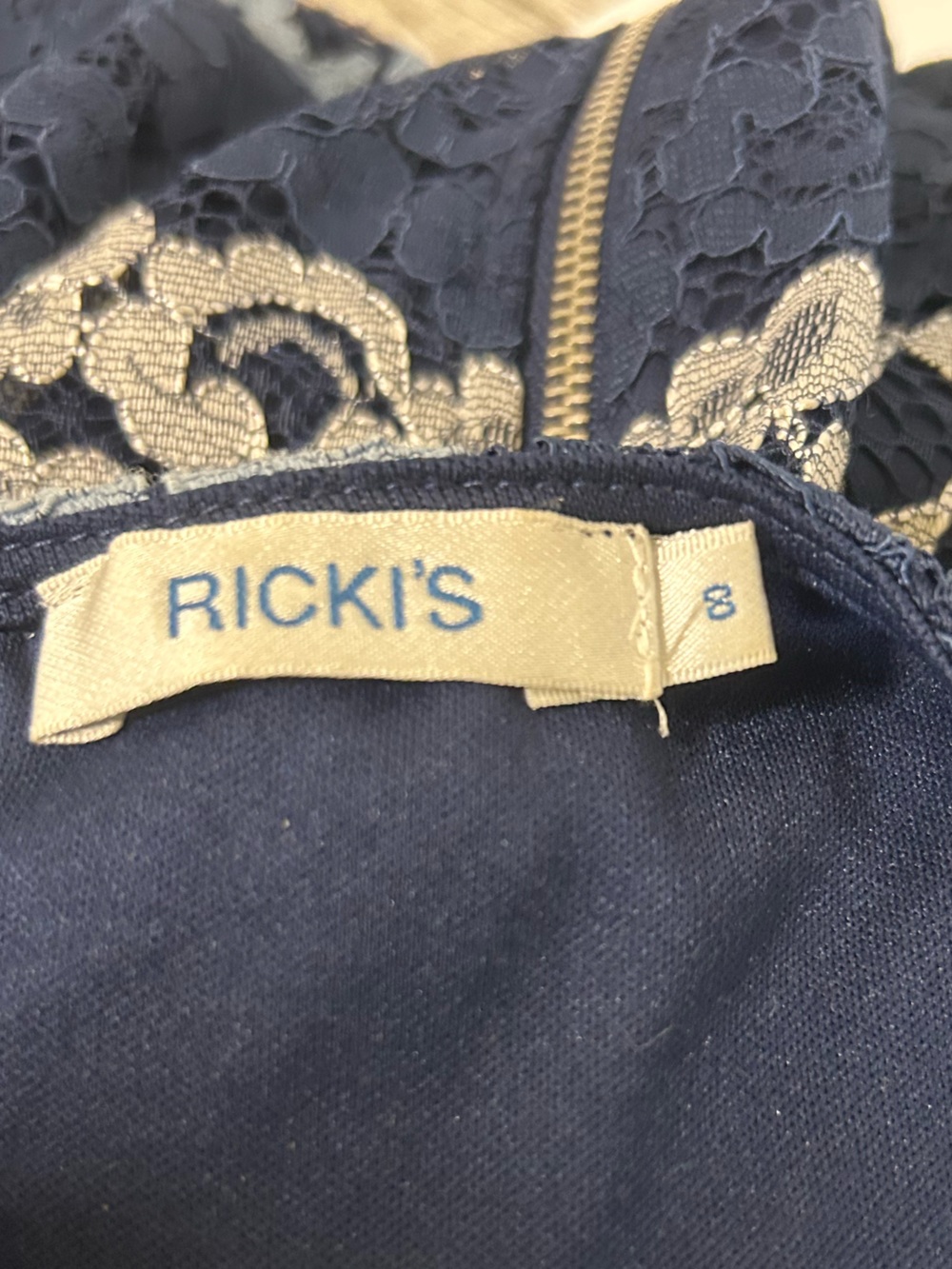Ricki's Blue Silver Lace Lined Feminine Dress Size S - Picture 7 of 7